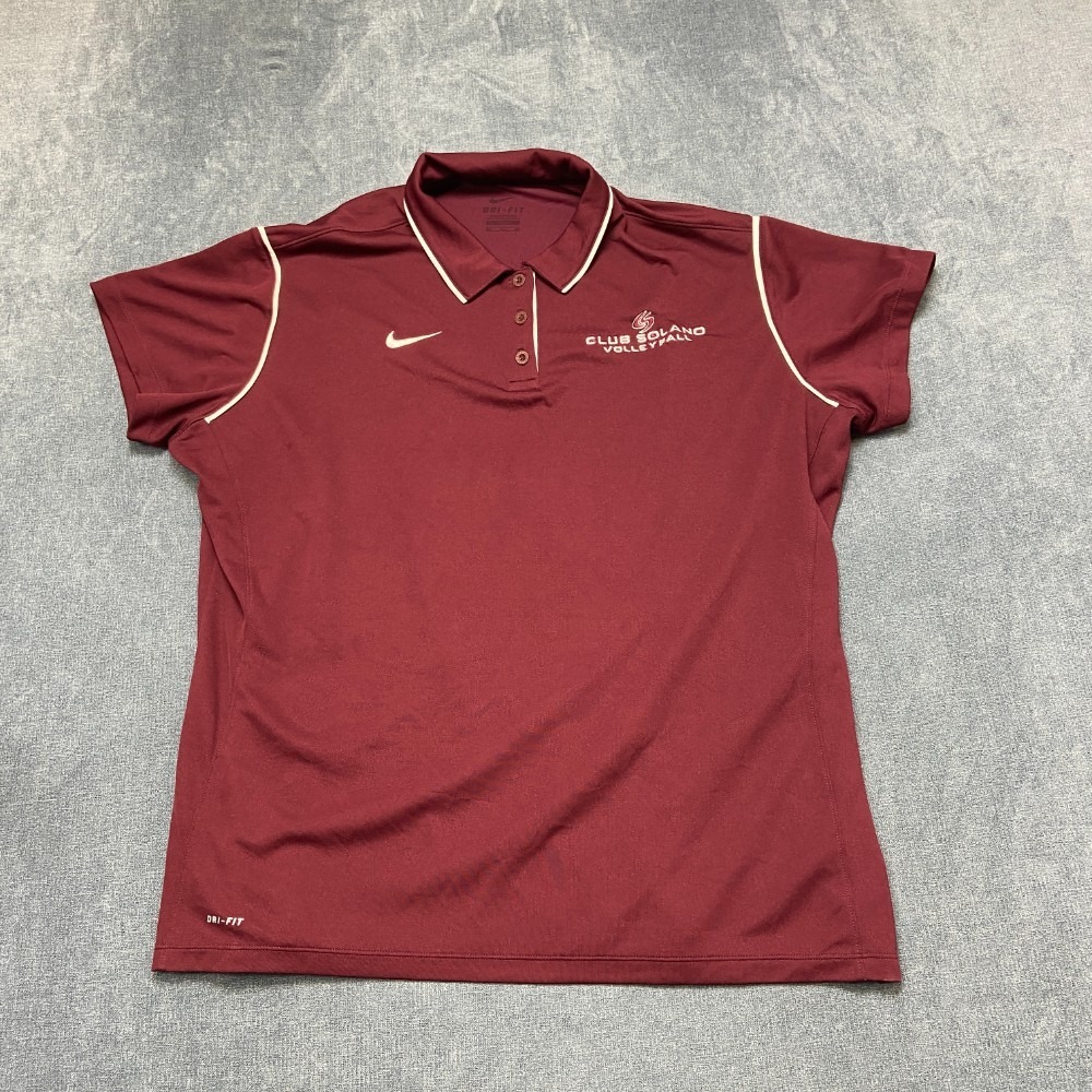 Nike Dri Fit Club Solano Volleyball Polo Shirt Mens 3XL Red Tennis Swoosh Logo